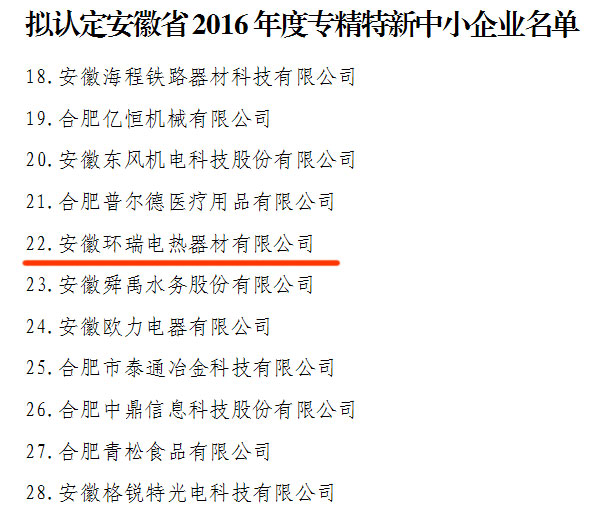 安徽省部分專精特新中小企業(yè)名單 安徽省部分專精特新中小企業(yè)名單
