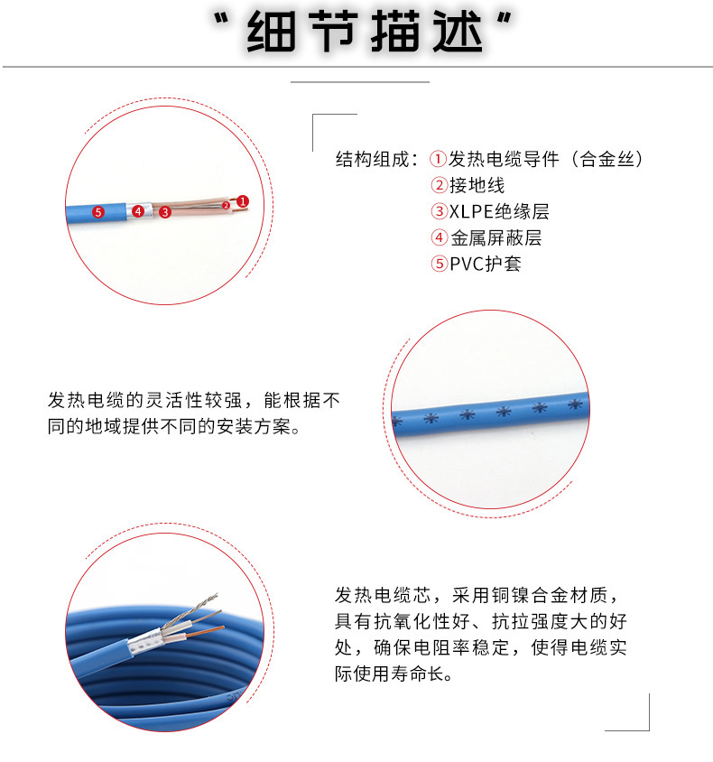 雙導(dǎo)發(fā)熱電纜細(xì)節(jié)描述 雙導(dǎo)發(fā)熱電纜細(xì)節(jié)描述